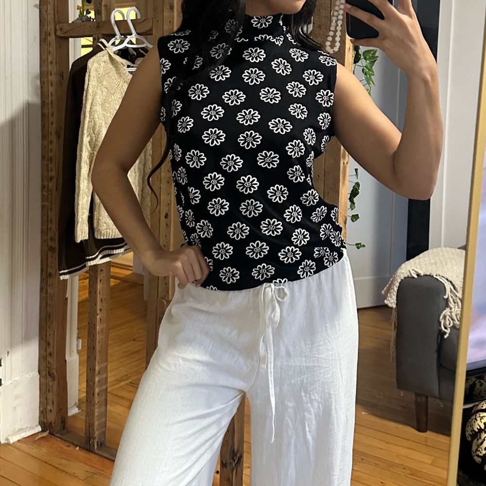 Floral high neck top
